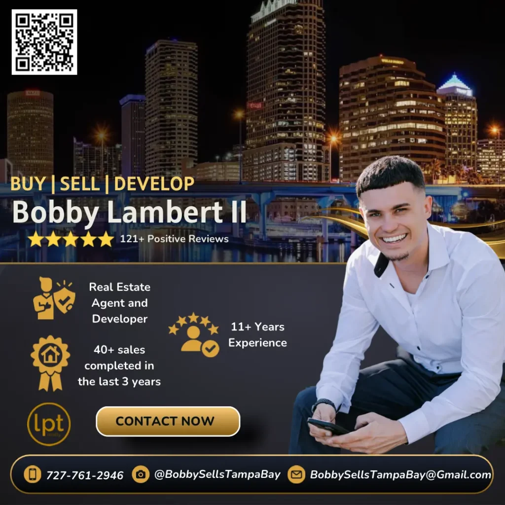 Real estate agent Bobby Lambert II in Tampa with 11+ years of experience, 121+ positive reviews, and over 40 recent home sales.
